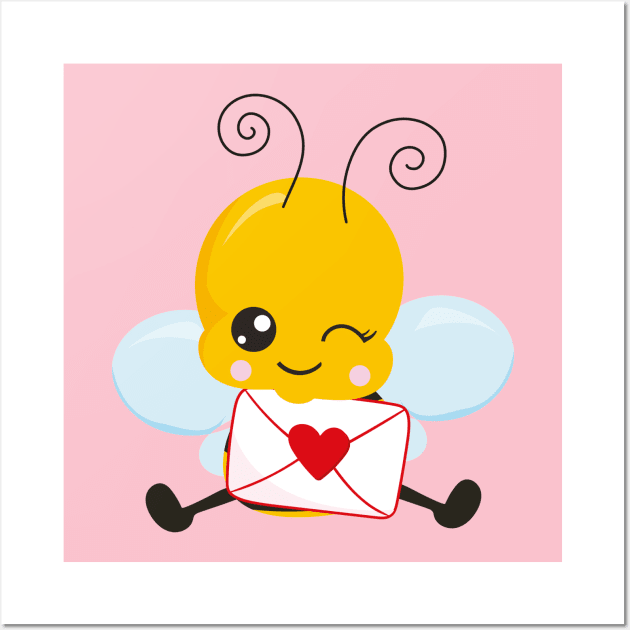 Bee My Valentine Wall Art by P-ashion Tee